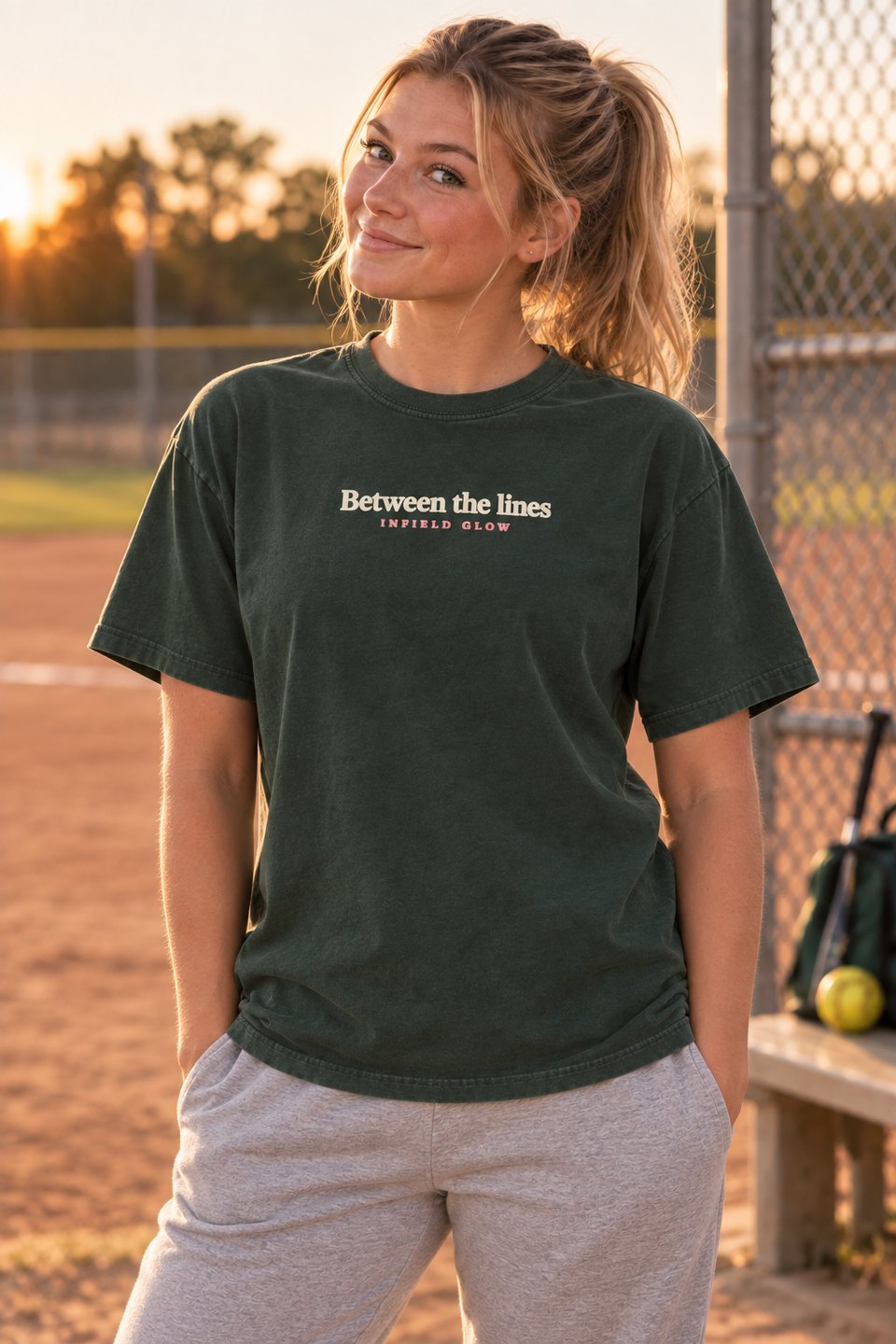 Between the Lines Tee in Washed Pine — front view