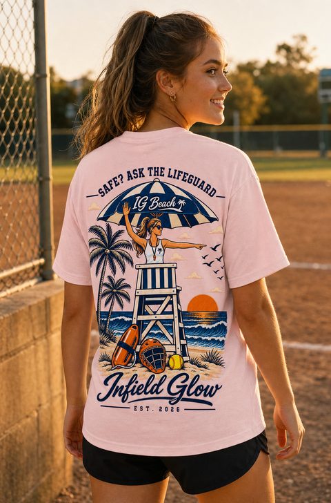 Safe? Ask The Lifeguard Tee in Blush
