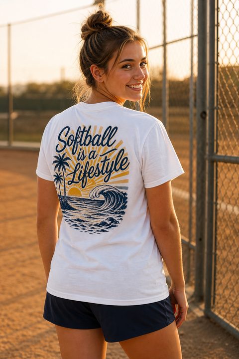 Softball is a Lifestyle Tee in White