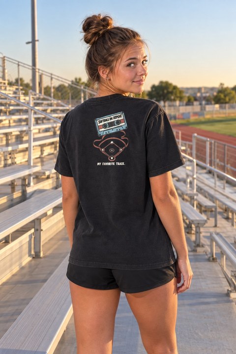 Softball on Repeat Tee in Washed Black