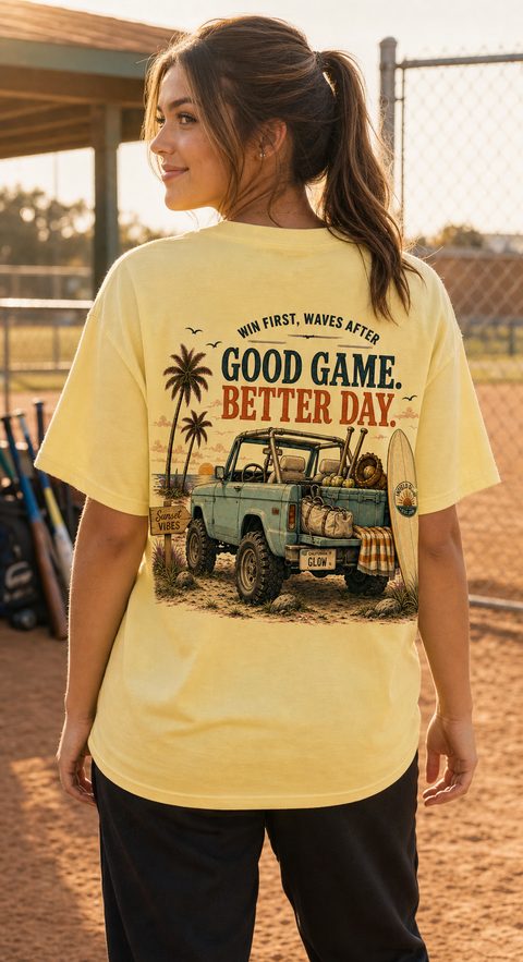 Win First, Waves After Tee in Lemon Yellow