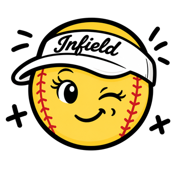 Patty, the Infield Glow softball mascot, winking